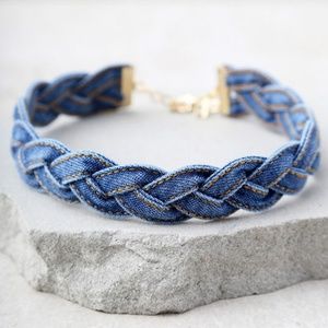 Blue Denim Choker Necklace